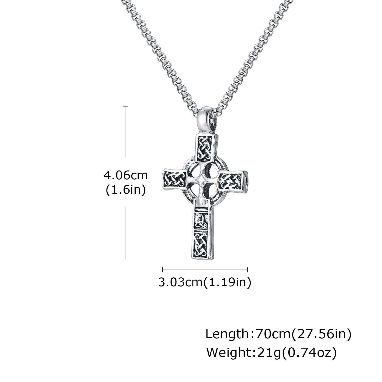 Prjewel Crucifix Cross Casual Jewelry Punk Rock Triquetra Knot Irish Pendant Jesus Cross Pendant with Celtic Knot 70cm Necklaces