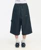 SLOW RECORD HOUSE Carpenter Bermuda Stripe Wide Denim Pants_Black