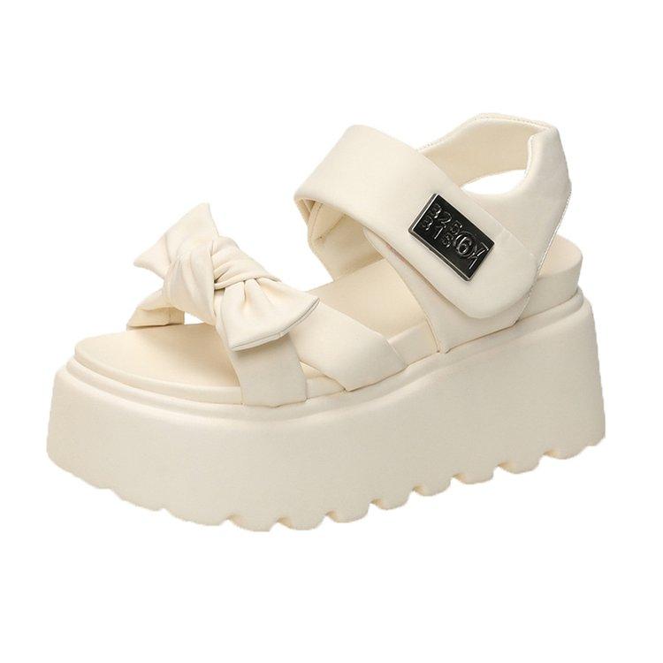 Sandale cu platformă înaltă de modă pentru femei 2024, vară, respirabile, cu toc înalt de 8 cm, pantofi de damă din piele, papuci grosi, sandale pentru femeie