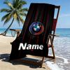 Custom Name Personalized BMW Print Beach Towel, for Trip Camping Beach Party Home Decor, Birthday Gift for Family & Friends