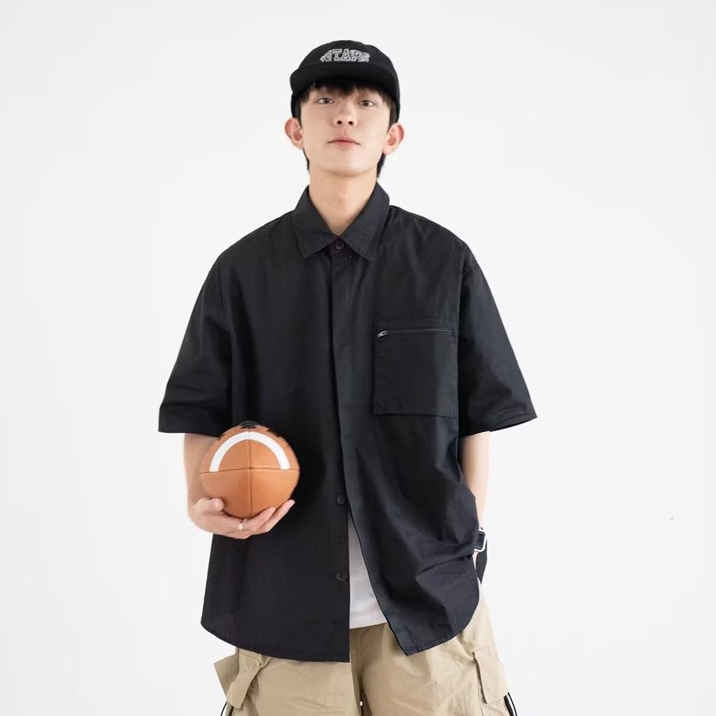 Retro košile Pánský letní outfit Hong Kongský styl Studentský volný a niche design Zábavný nový pánský top pro venkovní nošení 2024