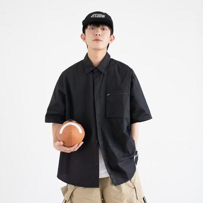 Retro Shirt Men'S Summer Outfit Hong Kong Style Student Loose And Niche Design Fun New Men'S Top For Outdoor Wear 2024