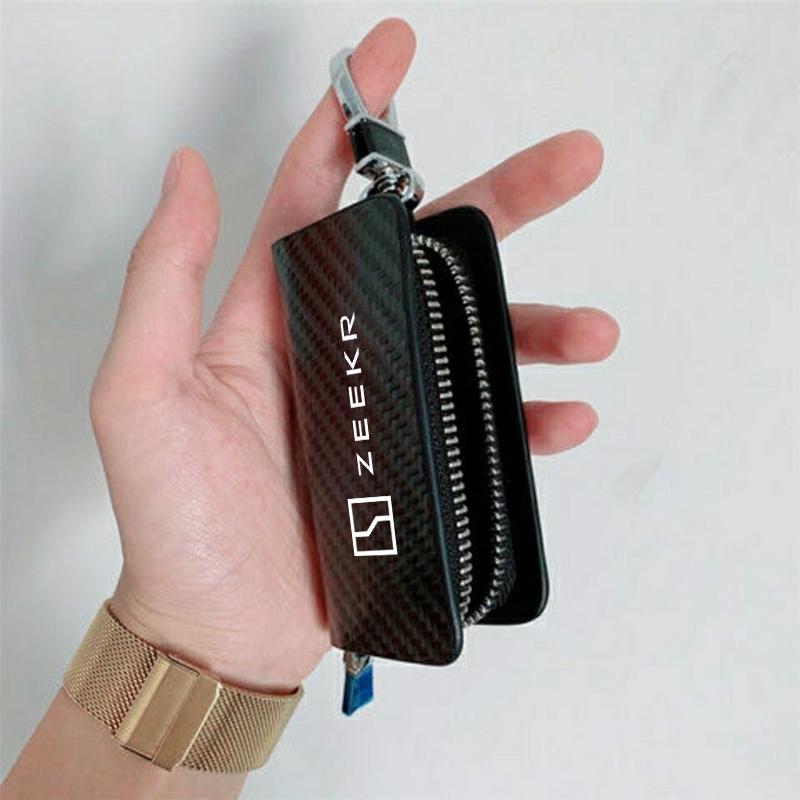 Carbon Fiber Car Key Chain Holder Case Cover Bag For Zeekr Krypton 001 009 Auto Accessories