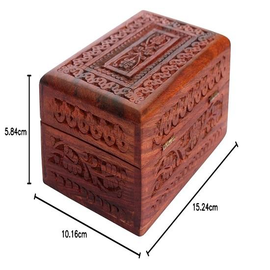 Handmade Wooden Jewellery Box for Women Wood Jewel Organizer Hand Carved with Intricate Carvings Gift Items