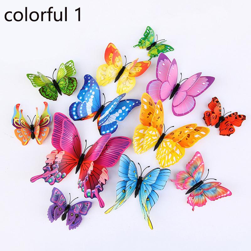 12pcs 3D Double Layer Butterfly Wall Stickers Decor Butterflies for Wedding Decoration Magnet Fridge Decals Decoration Sticker