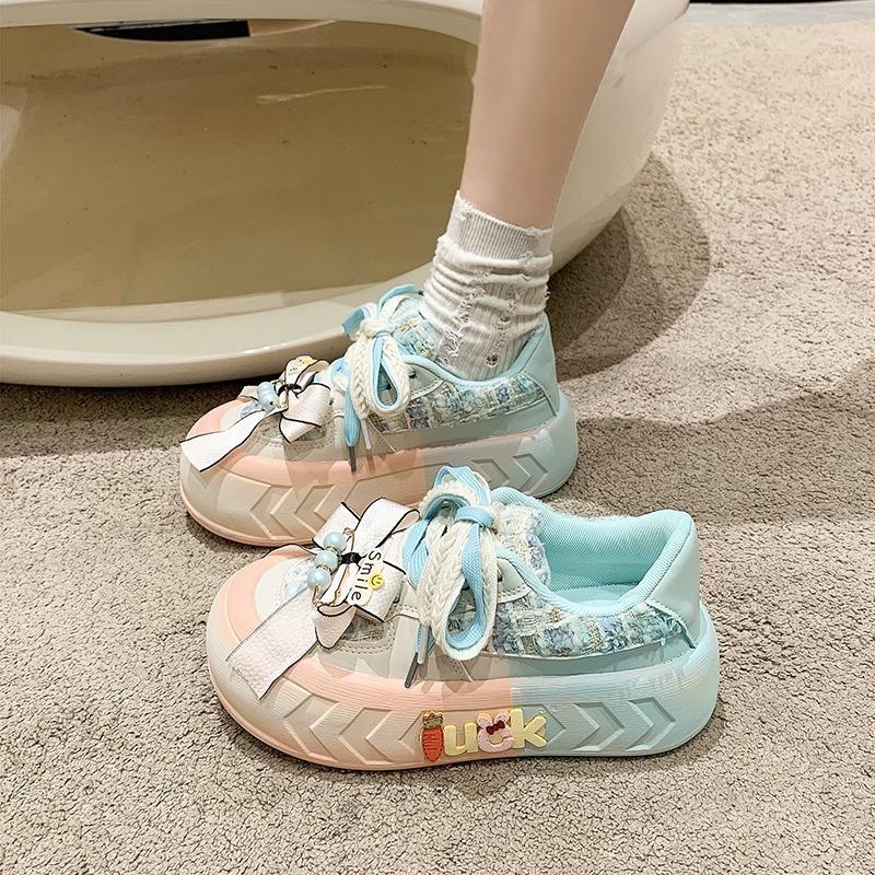 Fashion 5CM New Designer Cute Butterfly Knot Women Sneakers Big Toe Platform Fashion Shoes Slip On Skateboard Walking Tennis for Girls
