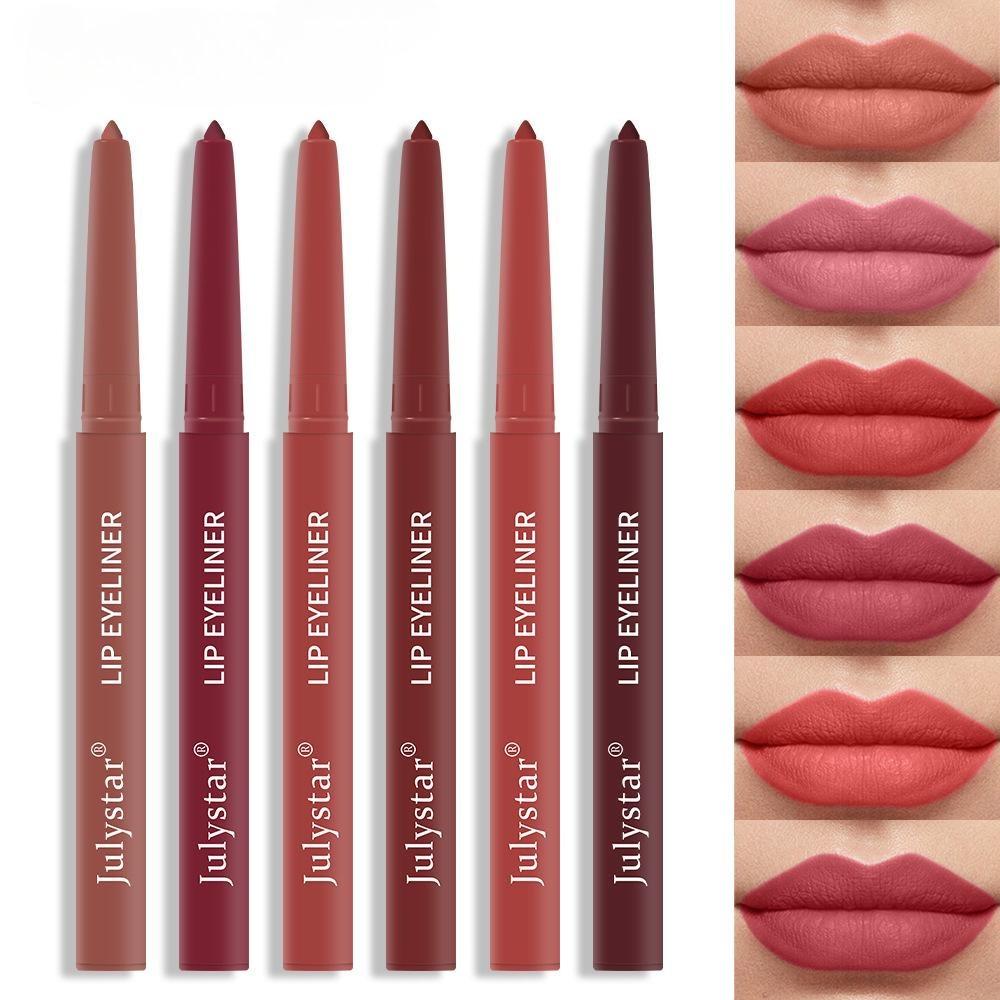 2 in 1 Matte Lip Liner, Waterproof Lip Liner Pencil, Highly Pigmented Smudgeproof Nude Pink Red Lip Liner Contouring Makeup Kit
