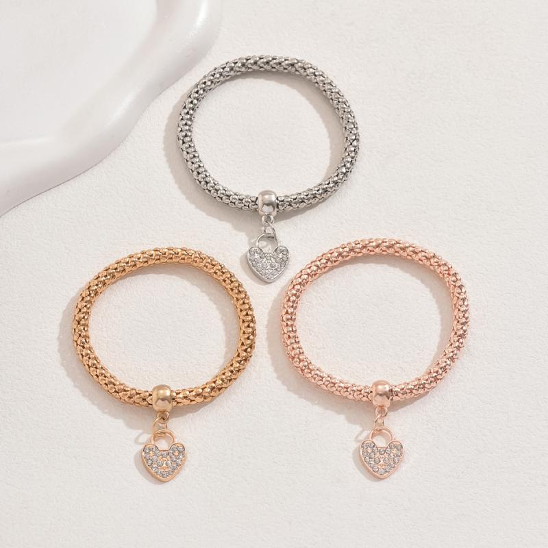 3Pcs Of Life Elastic Bracelet Set For Women Crystal Owl Key Lock Music Note Butterfly Heart Charm Bangle Jewelry