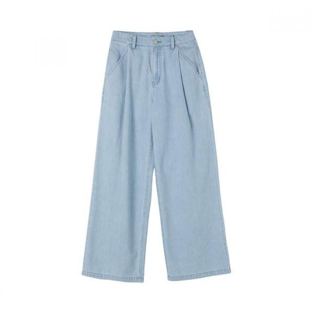 Lap Pleated Long Wide Denim Pants As2dp460 LI (light indigo)/S