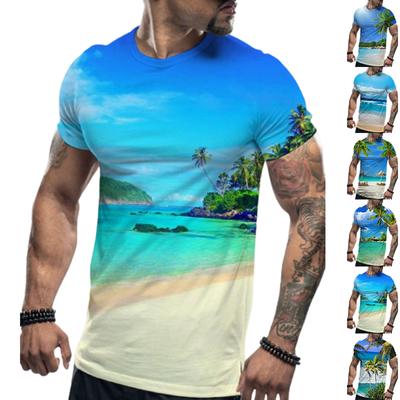 New Summer Men's Fashion T-shirt Personality Summer Beach Printed Men's T-shirt Top