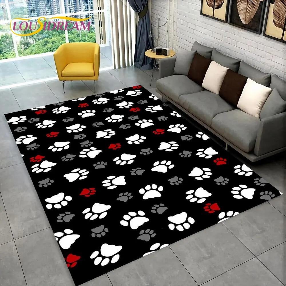 Pets Footprint Sole Series 3D Area Rug Large,Carpet Rug for Living Room Bedroom Sofa Doormat Decoration,kids Non-slip Floor Mat