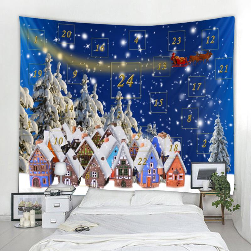 Calendario di Natale Arazzo Cartone animato Ornamento di Natale Camera da letto Sfondo Decorazione da parete Appeso Regalo di Capodanno Appeso a parete