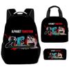Classic Popular Funny Alphabet Lore 3D Print 3pcs/Set School Bags Travel Notebook Backpack Portable Lunch Bag Pencil Case