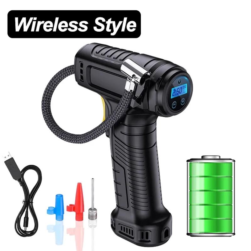 

Автомобильный воздушный насос 120 Вт, беспроводной надувной насос, портативный компрессор, цифровой перезаряжаемый автомобильный автоматический насос для накачивания шин чёрный