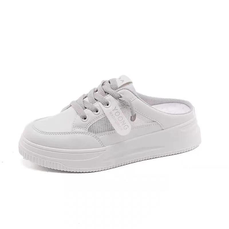 Moda 2025 Marca Zapatos de Dama Punta Cerrada Zapatillas de Mujer Moda Cordones Casual Verano Transpirable Exterior Cómodo Zapatos Casuales