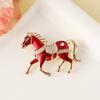 1/4Pcs Horse Brooch Alloy Enamel Pin with Rhinestones Inlaid Clothes Hats Bags Collar Badge Fashion Accessories