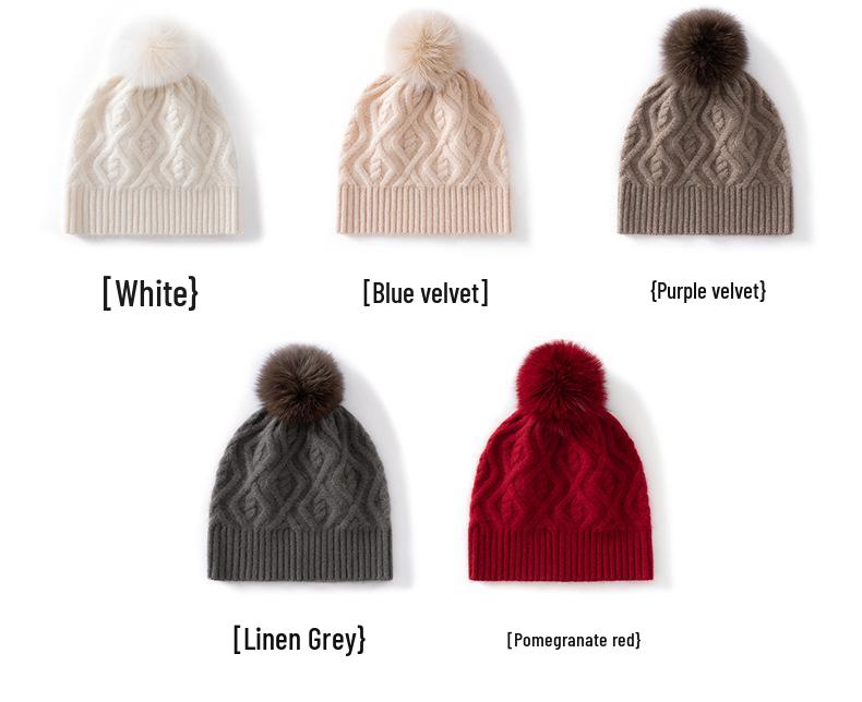Warm Knit Cashmere Slouchy Hat: Versatile, Ear-Protective Head Covering for Autumn & Winter, Fits Large Circumferences