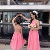 2024 Summer Mother-Daughter Backless Tie-Up Fairy Skirt Beach Dress