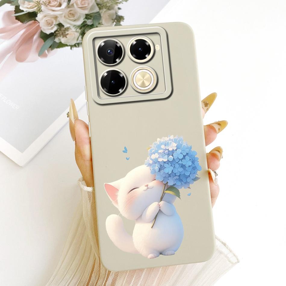 For Infinix Note 40 Pro 4G 5G / Note 40 Pro+ / Note40 X6853 Cute Cat Flower Cartoon Phone Case Soft Silicone Cover Bumpers