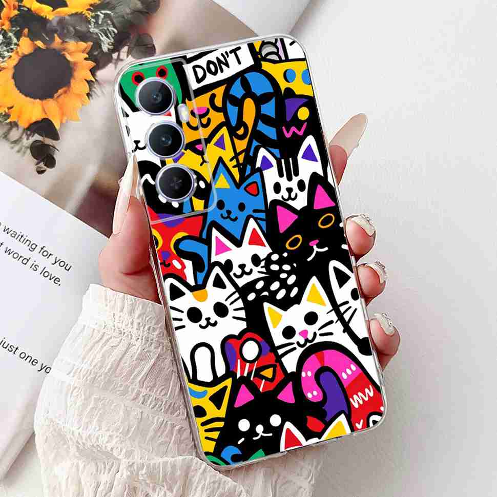 Für Realme C65 4G 2024 Hülle Weiche Silikon Bunte Schmetterling Hülle Für Realme C 65 C65 Fundas RMX3910 Vollständige Schutzhülle