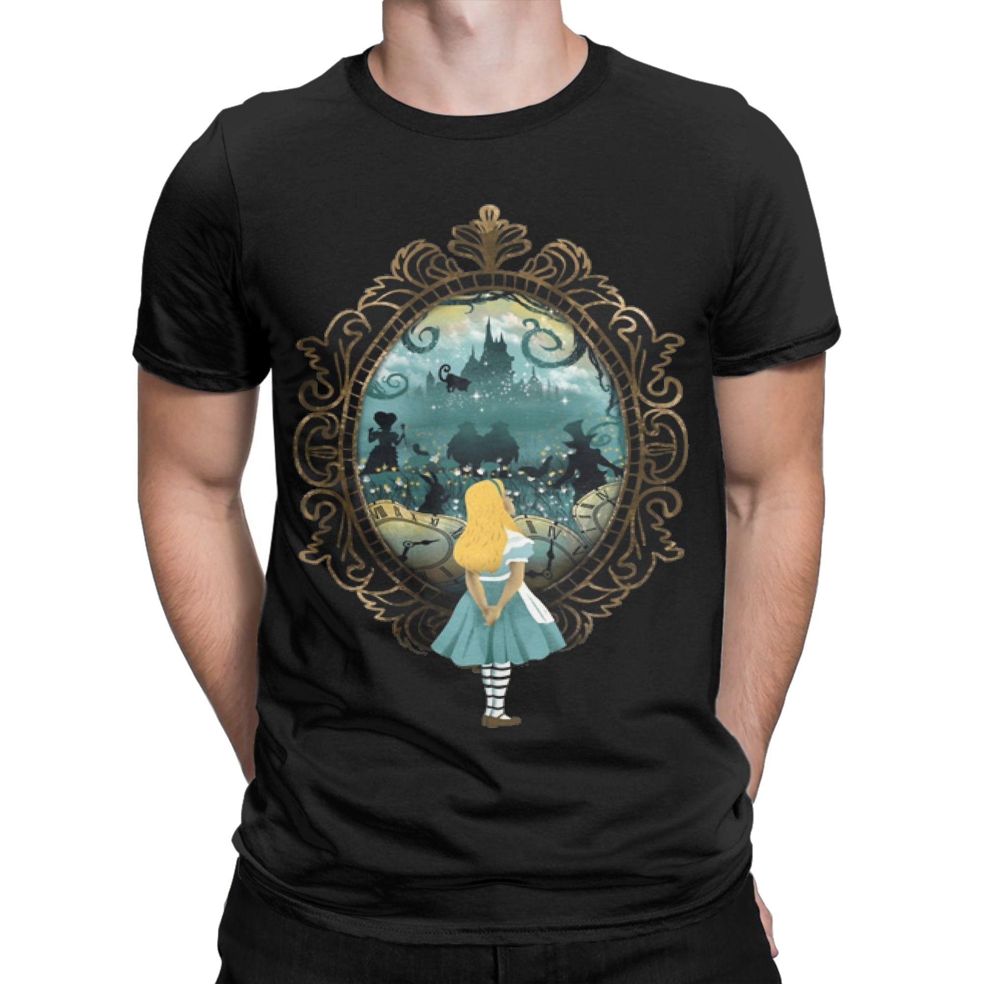 XIXI Fashion Alice in Wonderland Heren T-shirts Casual T-shirt Korte Mouw Ronde Hals T-shirt Puur Katoen Plus Size Kleding L