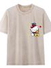 Women's Summer Retro Monster Print Cotton T-Shirt - Short Sleeve, Loose Fit, Trendy Distressed Streetwear