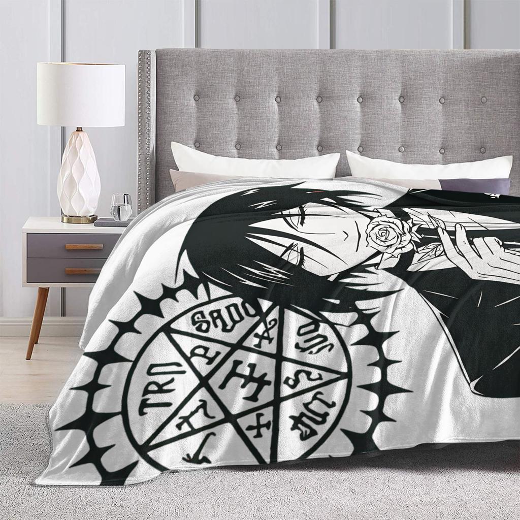 Black Butlers  Flannel Blanket Autumn  Super Soft Bedding Throws for Kids Bedroom Graphic Bedspread Sofa Bed Cover
