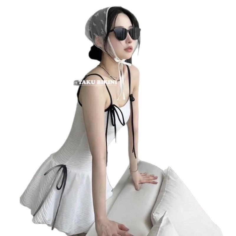 TAKU | Korean Less Conservative Ins Skirt One-piece Swimsuit Vacation Hot Spring Slim Small Fragrant Wind Small Breast Cover Meat