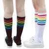 Women School JK Girls Cotton Over Calf Long Socks Japanese Style Rainbow Striped Student Uniform Casual Knee High Socks