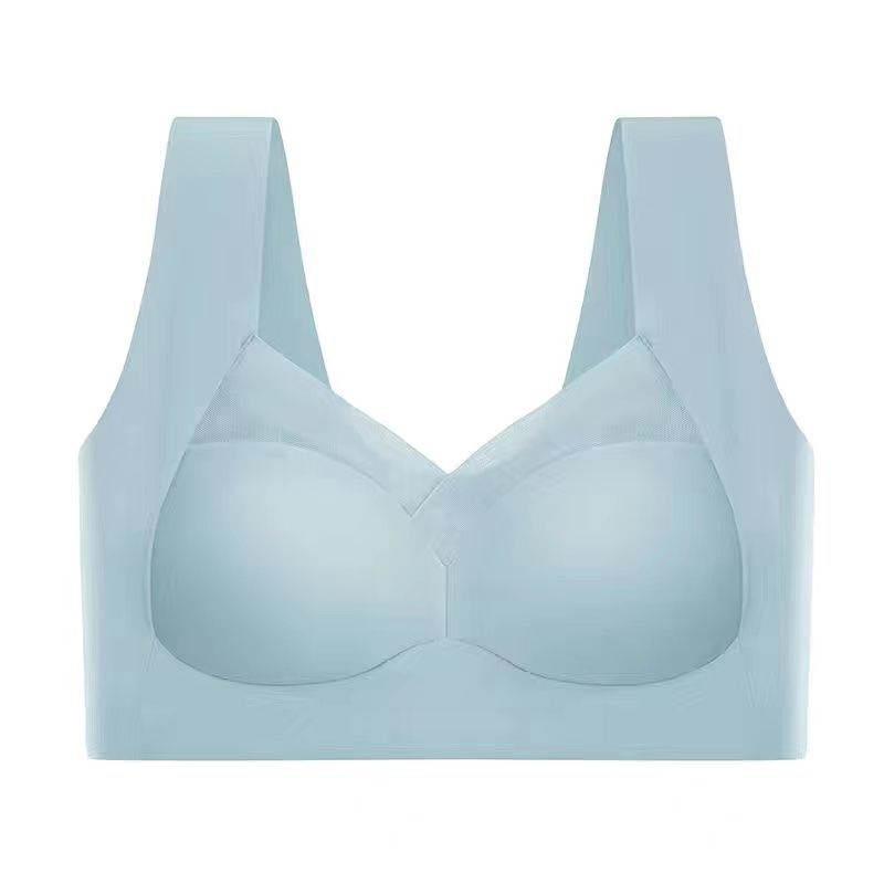 Ladies Seamless Ice Silk Sexy Bra Gathered Anti-sagging Summer Thin Lightweight Breathable Beautiful Back Sports Bra