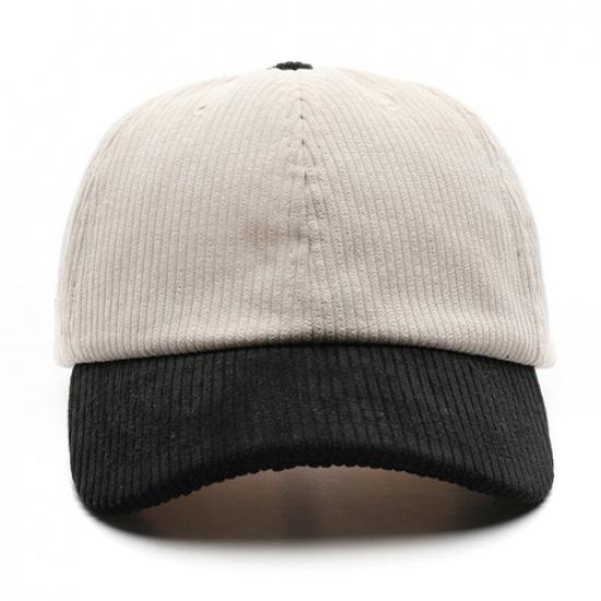 Men Casual Corduroy Baseball Cap Adjustable Strap Two Toned Trucker Hat Summer