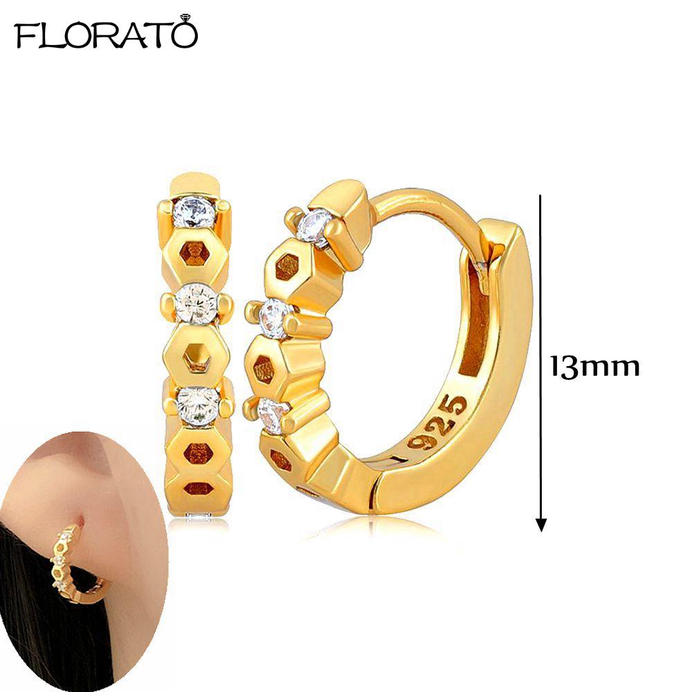 925 Silver Needle 11/13mm Small Hoop Earrings for Women Circle Piercing Huggie Earrings Multicolor Zircon Earrings Party Jewelry