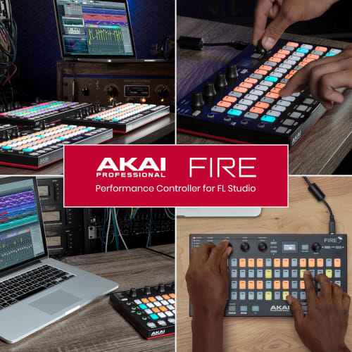 Akai Professional USB MIDI Controller for FL Studio, 64-Pad RGB Clip Drum Pad Matrix [Controller Only/No Software Included] FIRE Controller Only