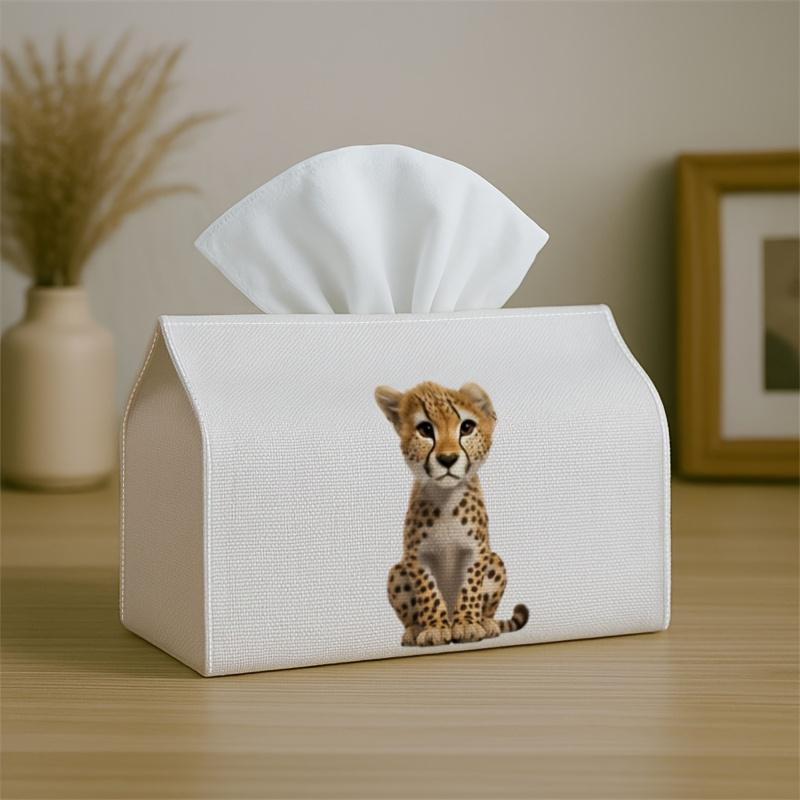 1pc Adorable Animal Artwork Tissue Holder - Cheetah Design, Suitable for Office, Gatherings, Vehicle for Living Space, Kitchen, Occasions - Decorative