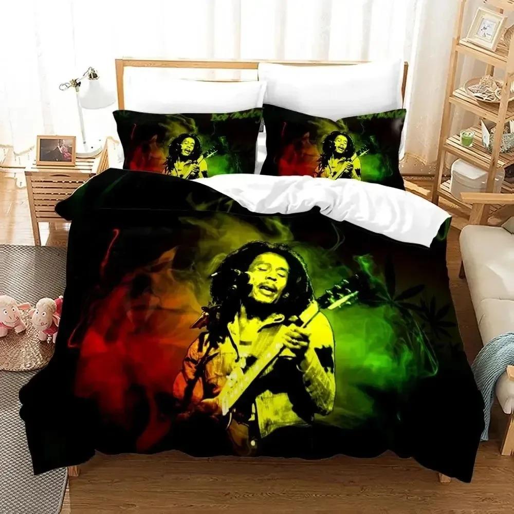 Bob Marley Leggende Musicali Giamaica Cantante 3D Nuovo Copripiumino Federa Set Biancheria da Letto Adulto Ragazzo Ragazza Decorazione Camera da Letto Matrimoniale Grande