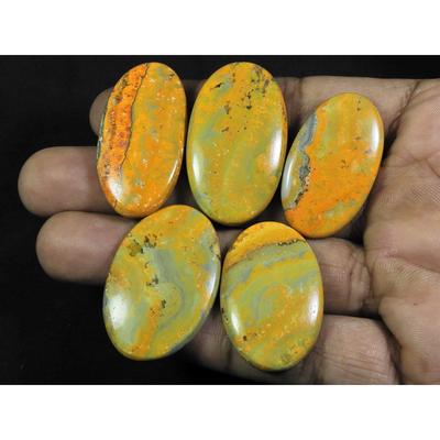 33-39MM Natural Bumble Bee Jasper Oval Cabochon Loose Gemstone 05Pcs Lot C-90