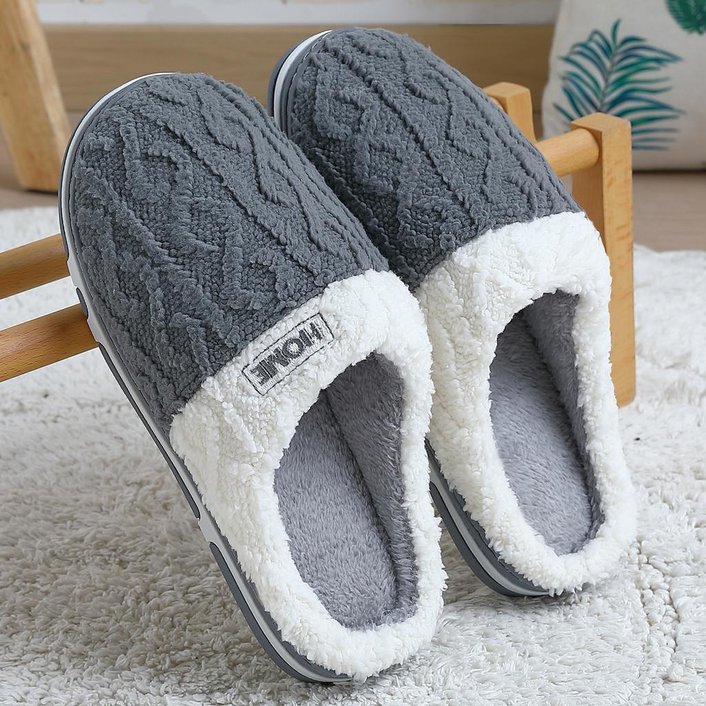 Cotton slippers household winter thickened plush warm home indoor couple non-slip slippers winter cotton mop comfortable