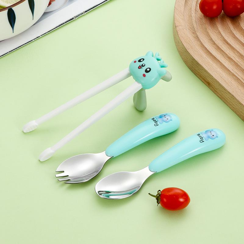 304 Stainless Steel Kids' Fork, Spoon, and Chopsticks Set - For Infant and Toddler Mealtime Training