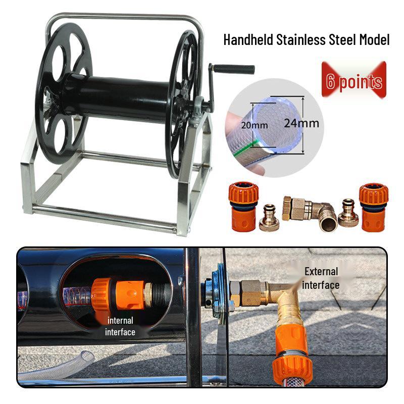 Mobile Stainless Steel Hose Reel Cart with Wheels