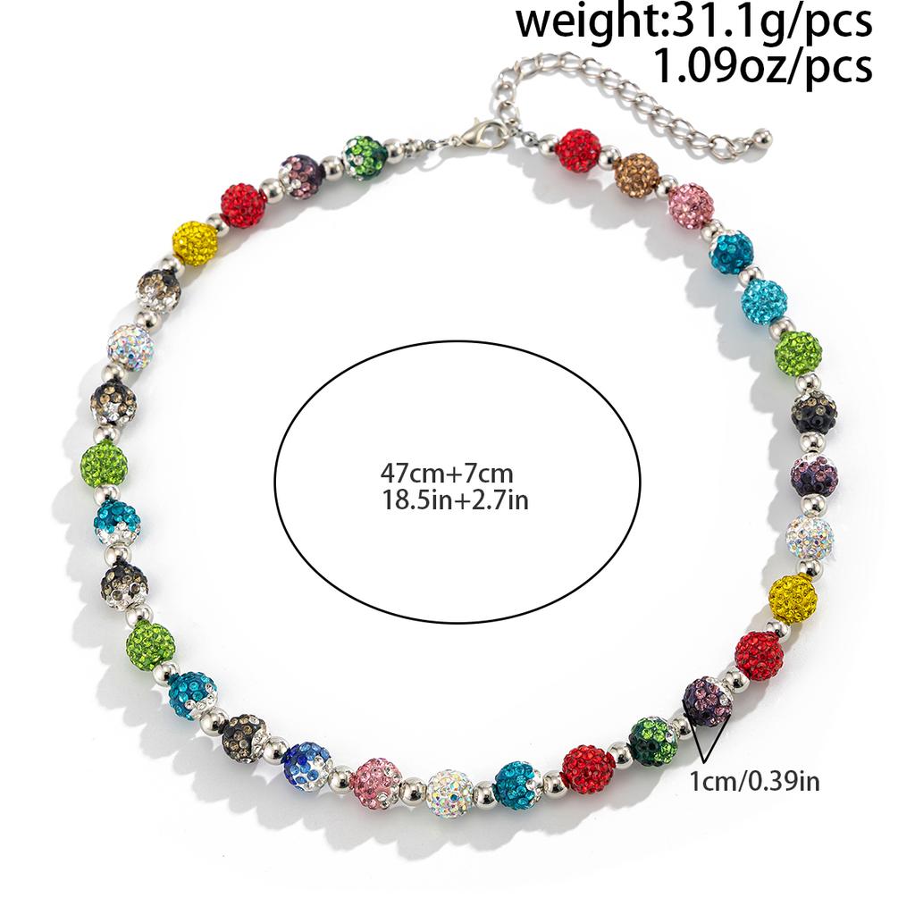 Ingemark Elegante Bunte Acrylperlen Strass Choker Halskette für Herren Exquisit Trendig Verstellbare Kette Y2K Schmuck Geschenke