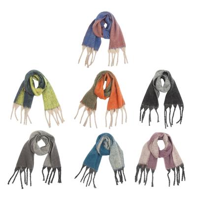 Modischer Fransenschal, Damen-Warmschal, Farbverlauf-Schal, Geschenk für Erwachsene zum neuen Jahr