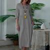 Hohe Taille A-Linie Midi-Kleid für Damen Sommer Locker Kleid Tägliche Kleidung Schrumpffest Schönes Anziehen
