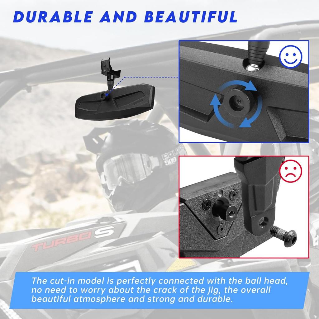 UTV Rear View Mirror,SXS UTV Mirrors HD,360°Adjustable Angle For 1.5" To 2.0 Inch Round Roll Cage,Compatible With Polaris RZR,Honda Pioneer,Kawasaki