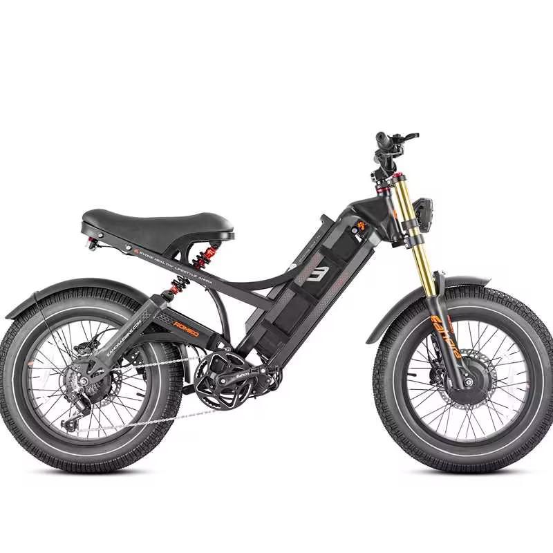 Romeo ll Černý 1250W * 2 Dvojitý motor 52V60AH Baterie 26 * 4,5-palcová Pneumatika Ximano 7rychlostní Hydraulická brzda Horský Terénní Elektrický Bicykl