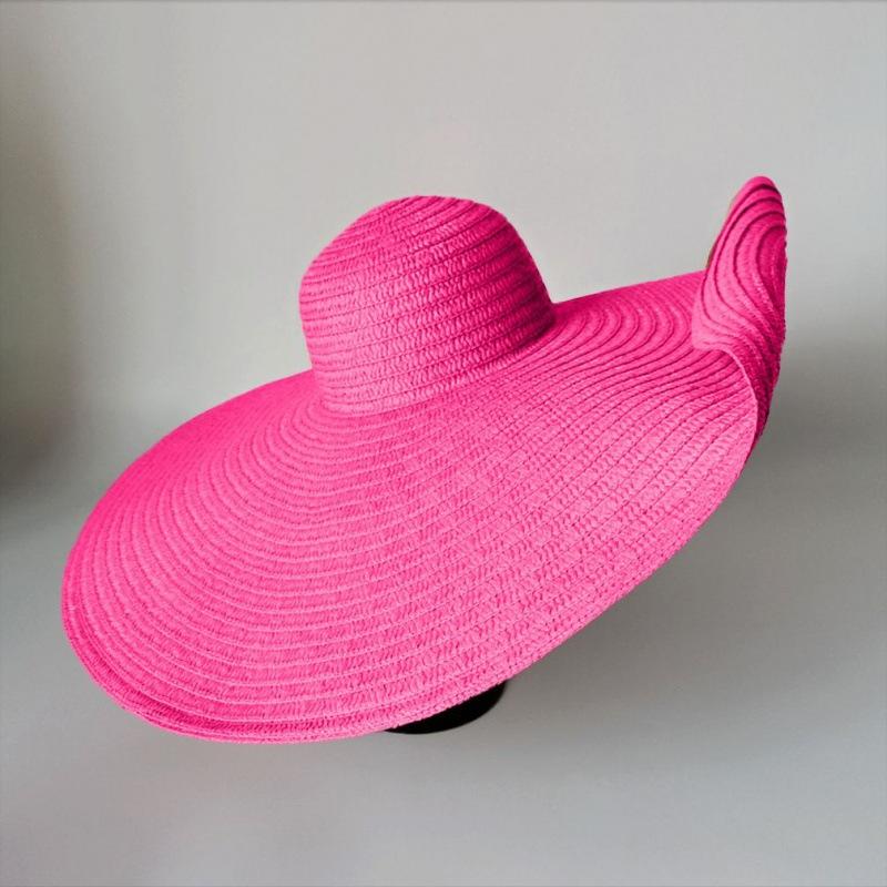 CM oversized brim braided hat women's spring and summer versatile beach hat vacation sun hat sun hat