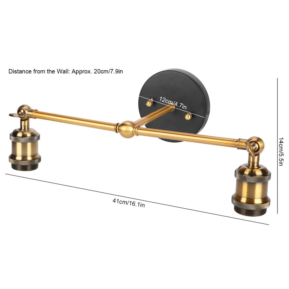 Vintage E26 Lamp Holder Wall Light AC110-120V Bronze Finish Wall Fixture Double Heads Iron Material Wall Lamp Stair Entry