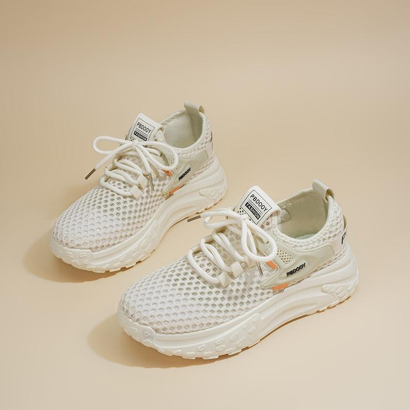 Summer women's shoes new breathable hollow mesh shoes children's versatile thick-soled fly-woven sports shoes casual dad shoes