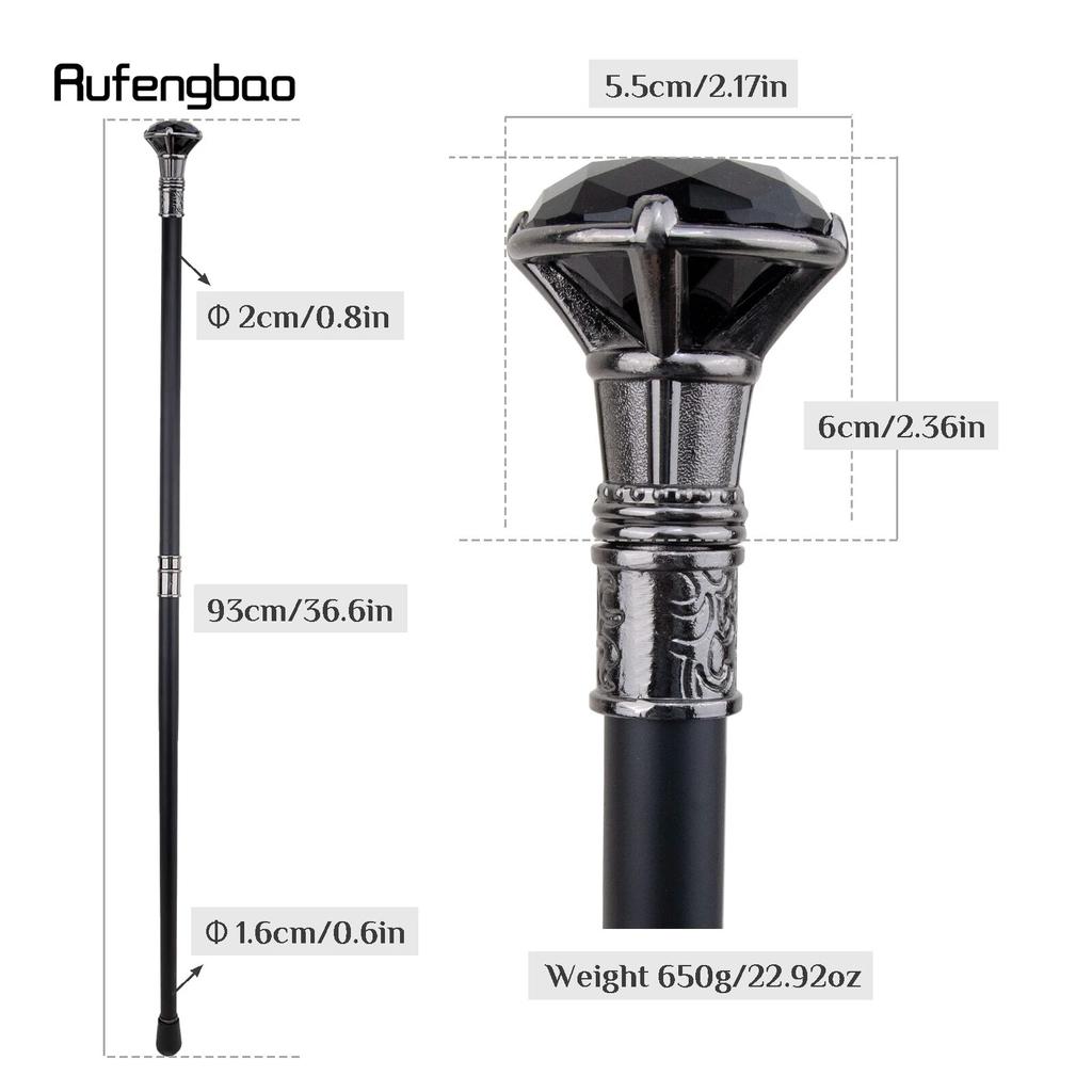 Black Diamond Typ Silber Gehstock Mode Dekorativer Gehstock Gentleman Elegant Cosplay Gehstock Knauf Crosier 93 cm