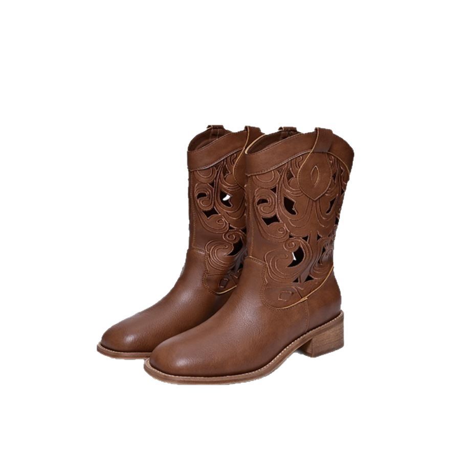 Missvalunen Miss Warren summer new hollow western cowboy boots hollow western short boots