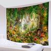 Fantasy Forest Tapestry Enchanted Mushroom Magical Tapestry Fairytale Wonderland Tree House Tapestries Wall Hanging Art For Kids